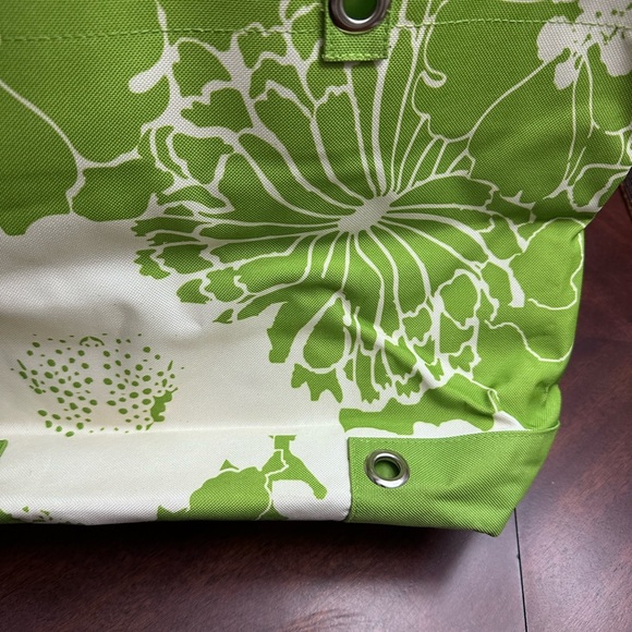 Lancôme Green Floral Tote Bag Shopper Beach Bag Travel - Picture 9 of 12